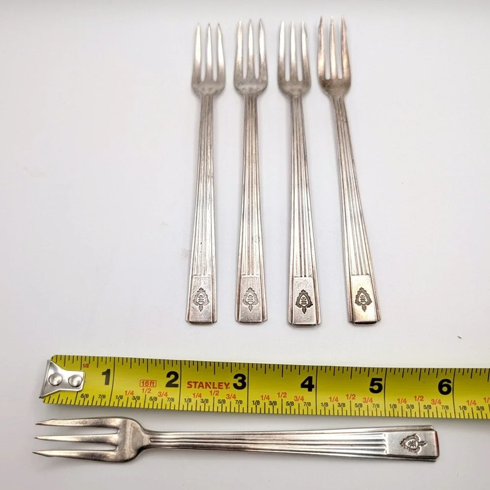 Vintage Hilton Hotel Cocktail Forks Set of 5 IS Co. Silverplate 5.75